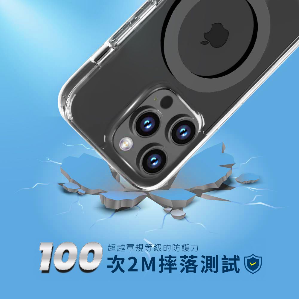 PHILIPS 飛利浦   iPhone 15 pro磁吸式透明防摔強化保護殼-灰 DLK6118TG/96