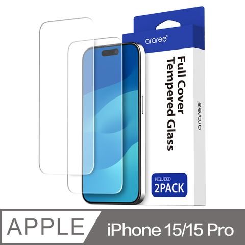 Araree Apple iPhone 15/15 Pro 強化玻璃螢幕保護貼(2片裝)