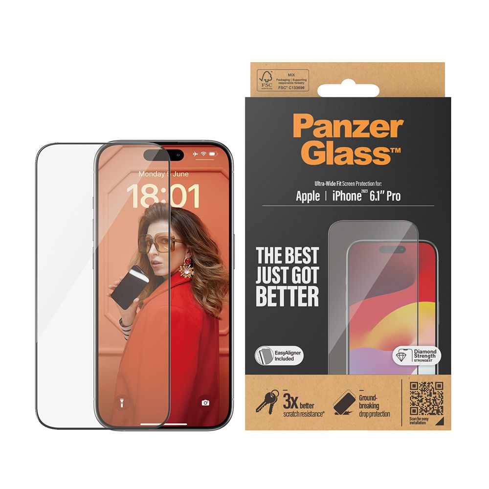 PanzerGlass  iPhone 15 Pro 6.1吋 Screen Protector 2.5D 耐衝擊鋼化玻璃保貼