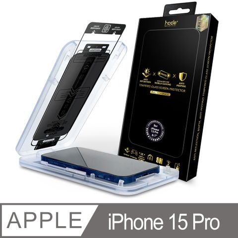 hoda iPhone 15 Pro 6.1吋電競磨砂抗藍光AR抗反射滿版玻璃保護貼德國萊因TÜV RPF20認證