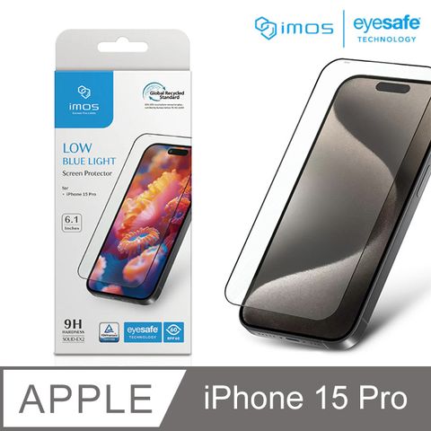 imos Apple iPhone 15 Pro 6.1吋德國萊因認證 RPF60低藍光螢幕保護貼