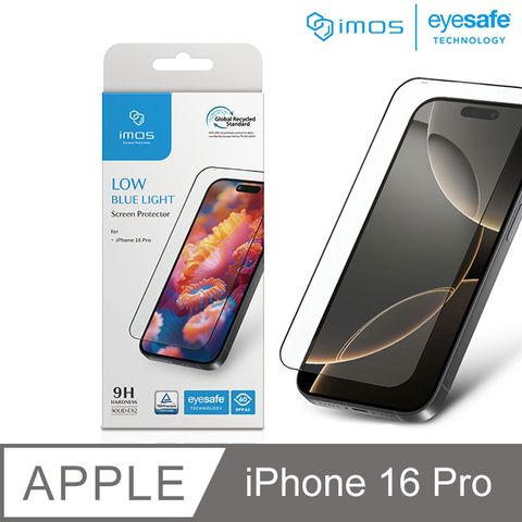 imos Apple iPhone 16 Pro 6.3吋 德國萊因認證 RPF60低藍光螢幕保護貼