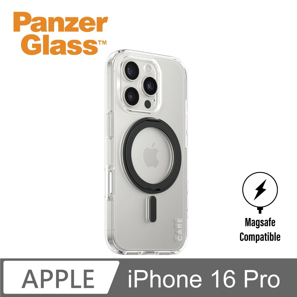 PanzerGlass iPhone 16 Pro 6.3吋 Feature 磁吸支架透明防摔殼(透黑)