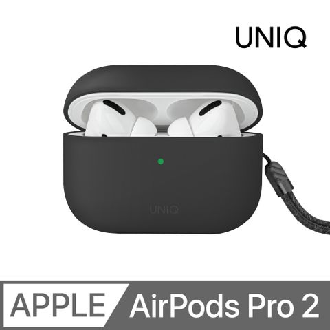 UNIQ Lino 素色簡約液態矽膠藍牙耳機保護套(附掛繩) AirPods Pro 第2代 灰色