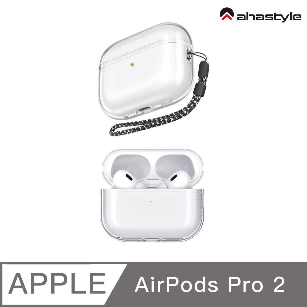 AHAStyle  AirPods Pro 2代 透明保護殼 防摔保護套 透明色附防丟掛繩