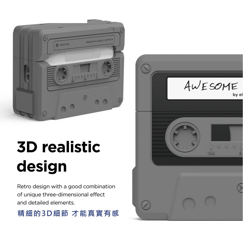 APPTAPEDesigned by elago in California3D realisticdesignRetro design with a good combinationof unique three-dimensional effectand detailed elements.精細的3D細節 才能真實有感AWESOME100by el52