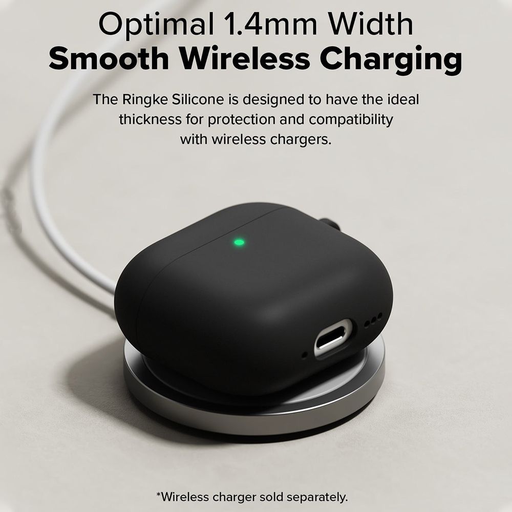 Optimal 1.4mm WidthSmooth Wireless ChargingThe Ringke Silicone is designed to have the idealthickness for protection and compatibilitywith wireless chargers.Wireless charger sold separately.