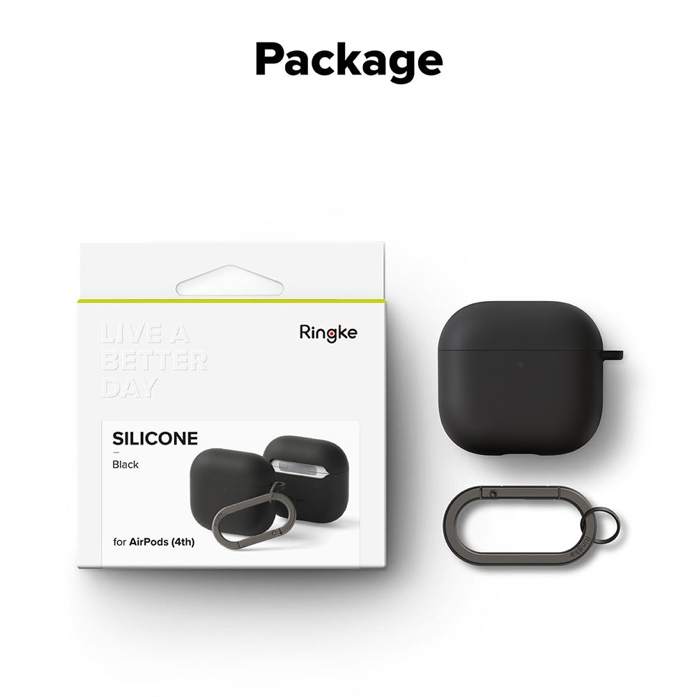 PackageLIVE ABETTERDAYSILICONEBlackfor AirPods (4th)Ringke