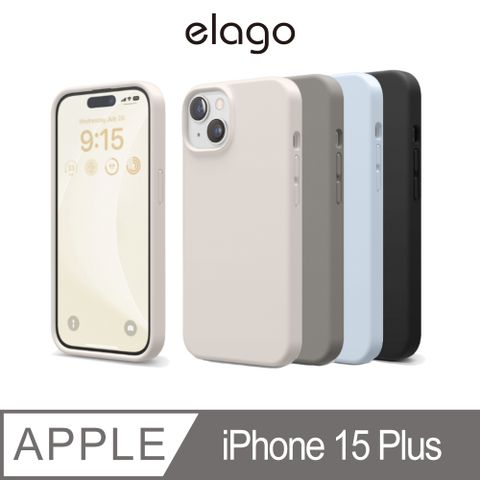 【elago】iPhone 15 Plus 6.7吋不沾紋液態矽膠手機殼