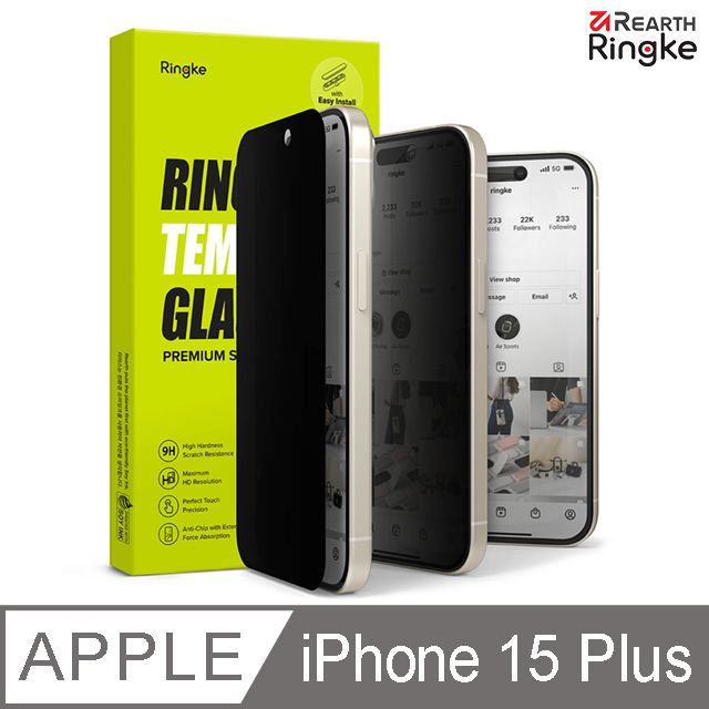 Ringke ｜iPhone 15 Plus [Privacy Tempered Glass] 防窺鋼化玻璃螢幕保護貼（附安裝工具）