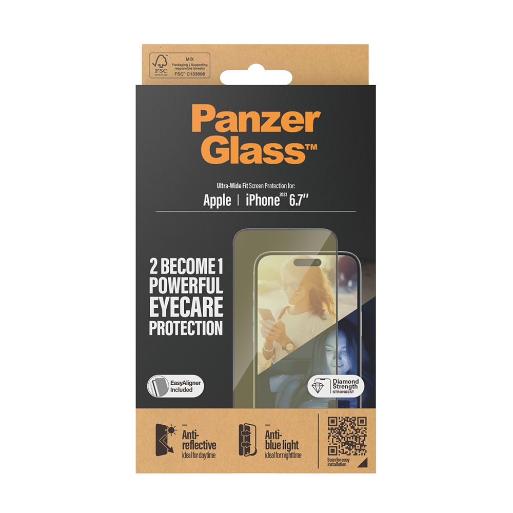 PanzerGlass  iPhone 15 Plus 6.7吋 EyeCare 2.5D 耐衝擊抗反射藍光玻璃保護貼