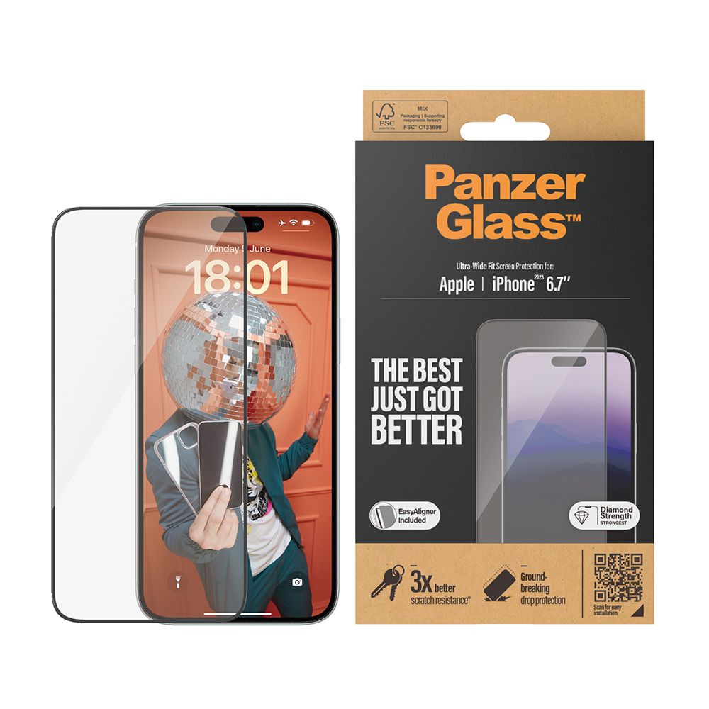 PanzerGlass  iPhone 15 Plus 6.7吋 Screen Protector 2.5D 耐衝擊鋼化玻璃保貼