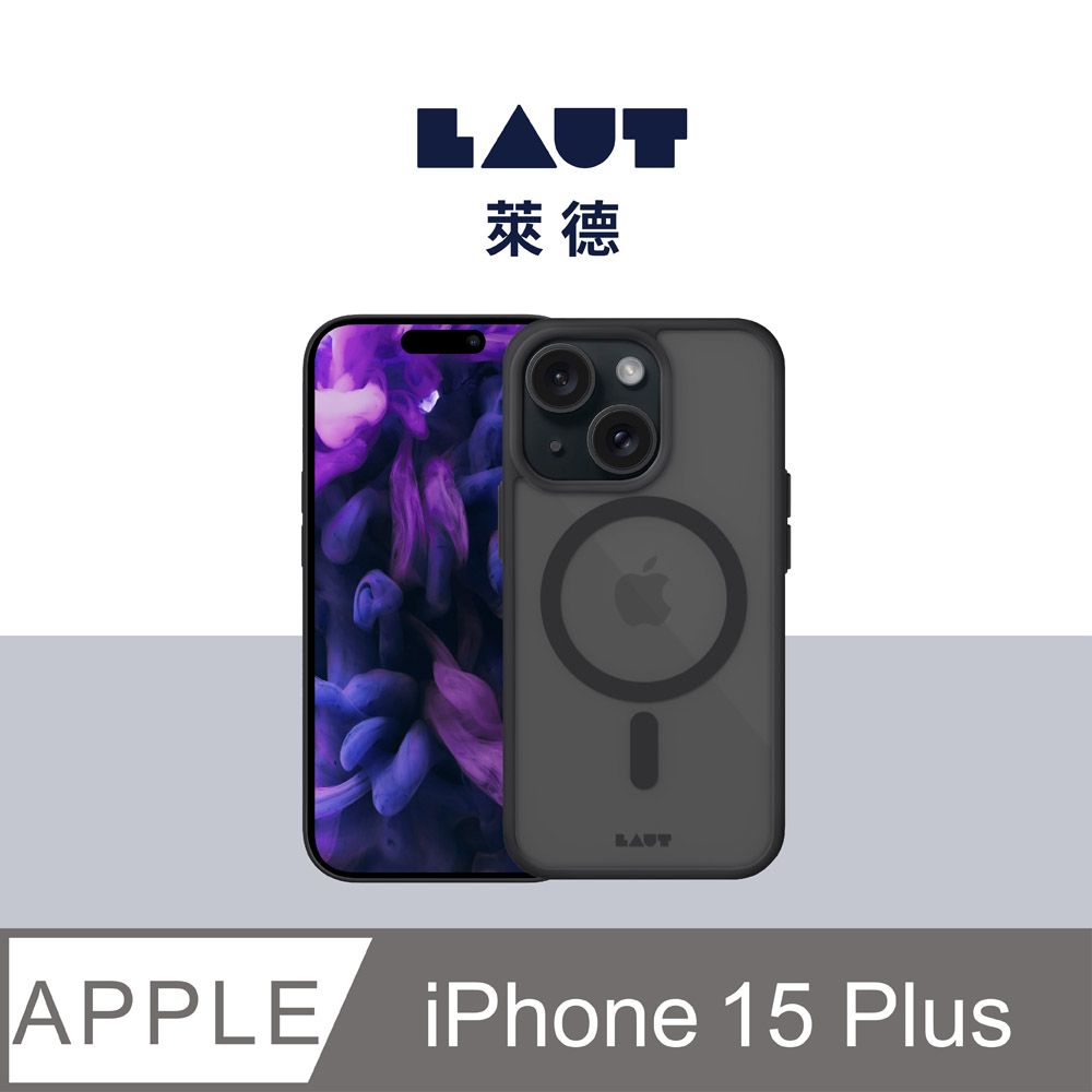 LAUT 萊德  萊德 iPhone 15 Plus 磁吸簡約耐衝擊保護殼-霧黑