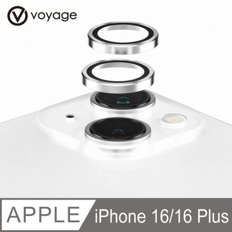 VOYAGE 超衝擊獨立金屬鏡頭貼-iPhone 16/16 Plus 銀(9H鋼化玻璃自帶定位板)