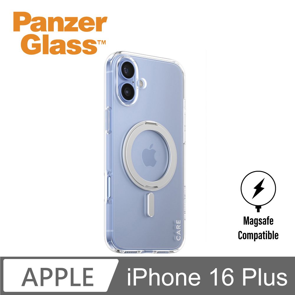 PanzerGlass iPhone 16 Plus 6.7吋 Feature 磁吸支架透明防摔殼(透銀)