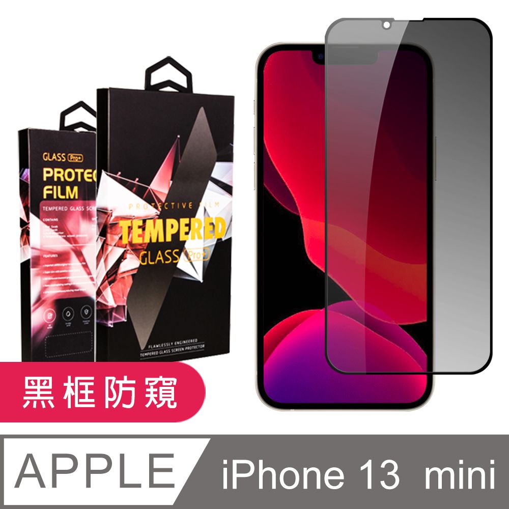  【IPhone 13 MINI】 9D高清防窺保護貼保護膜 黑框防窺全覆蓋鋼化玻璃膜 防刮防爆