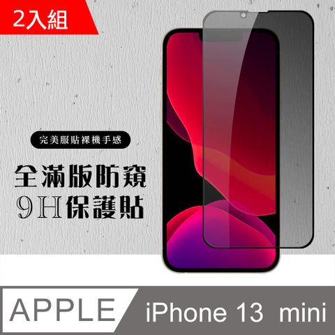 【IPhone 13 MINI】 硬度加強版 黑框防窺全覆蓋鋼化玻璃膜 高透光防窺保護貼 保護膜 -2入組