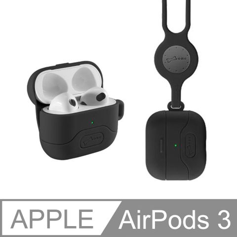 Bone / AirPods 3 手掛保護套 - 簡約黑-附手掛繩 (矽膠保護殼 I Phone 蘋果手機配件)