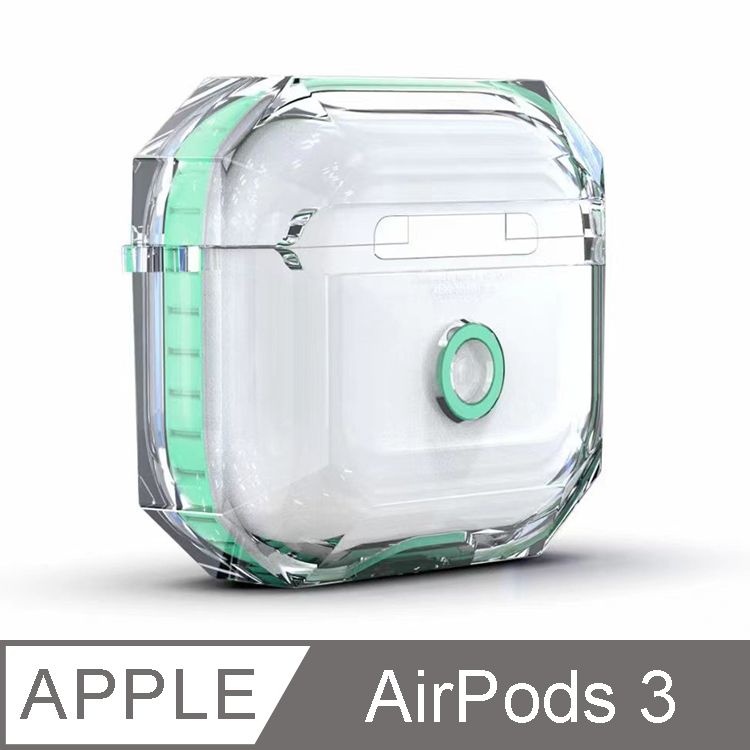 IN7  清透系列 AirPods 3 透明撞色TPU 耳機保護套 蘋果無線耳機 收納保謢套-綠色