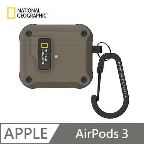 National Geographic 國家地理 Rugged Bumper 自動開蓋 耳機保護殼 適用 AirPods 3 - 卡其