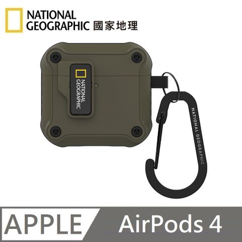 National Geographic 國家地理 Rugged Bumper 自動開蓋 耳機保護殼 適用 AirPods 4 - 卡其