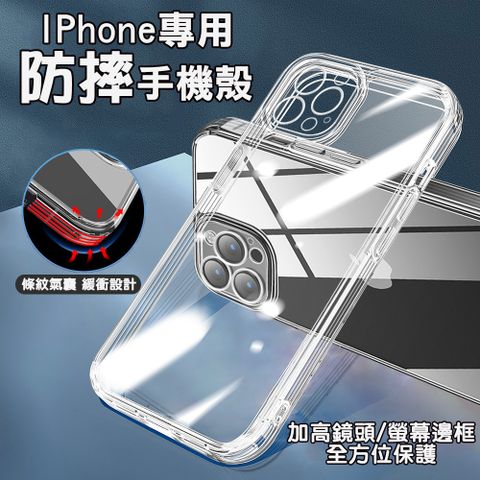 MEMO iPhone邊條紋氣囊包覆透明手機殼(QM-IP)