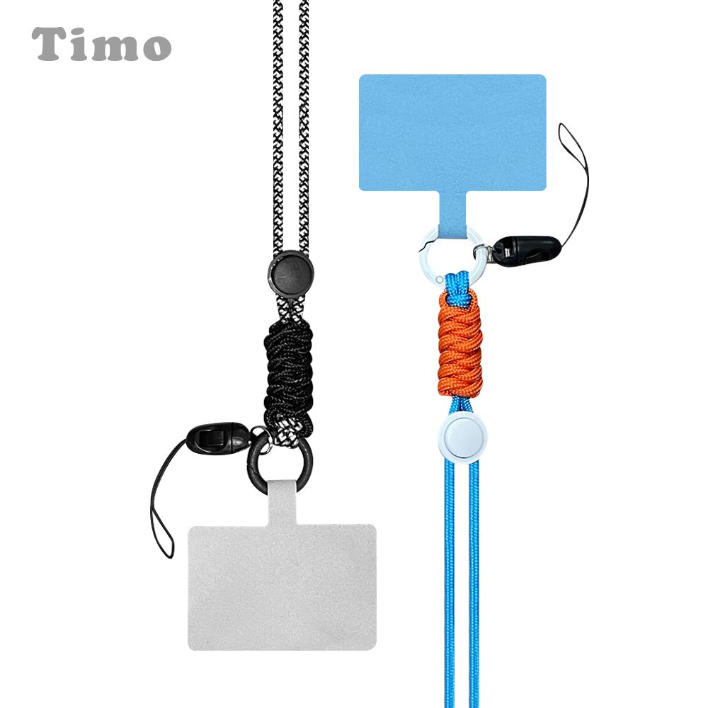 Timo iPhone/安卓市售手機殼通用款 斜背頸掛 手機掛繩背帶組(短連接片掛繩)-伸縮編織款