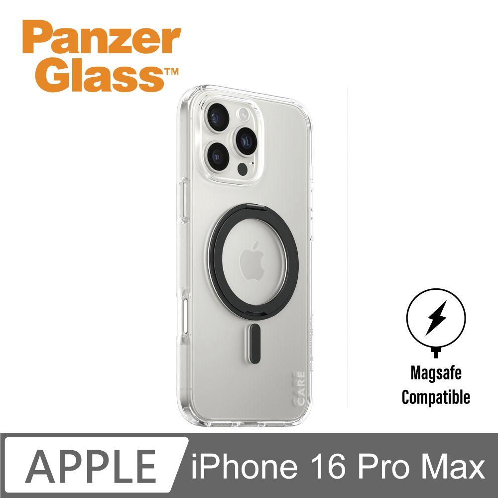 PanzerGlass iPhone 16 Pro Max 6.9吋 Feature 磁吸支架透明防摔殼(透黑)