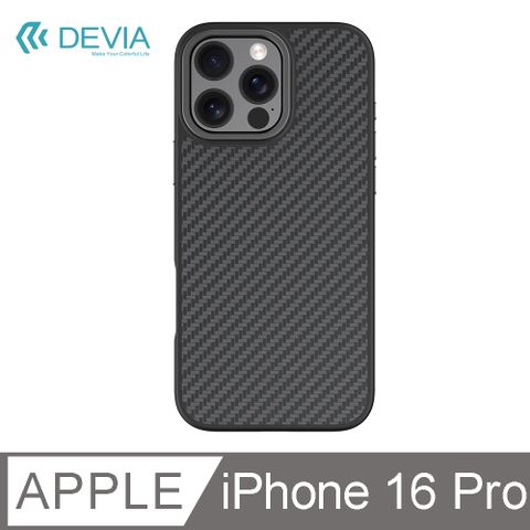 DEVIA iPhone 16 Pro 碳纖維金屬支架 MagSafe 保護殼-黑色