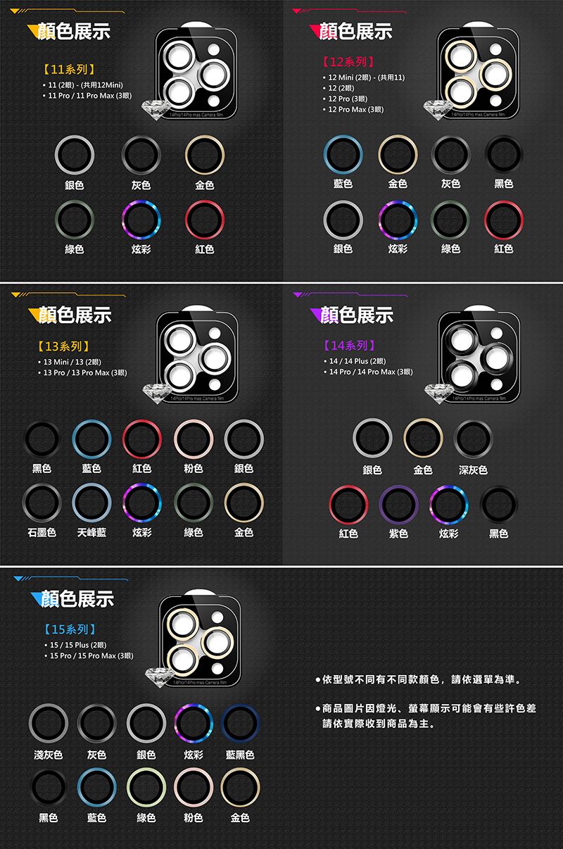 顏色展示11系列 11 2  (共用Mini) 11 Pro / 11 Pro Max (3)  颜色展示【系列】12 Mini (2)(共用11) 12 (2)12 Pro (3)12 Pro Max (3)  銀色灰色金色藍色金色灰色黑色綠色炫彩紅色銀色炫彩綠色紅色顏色展示【系列】 Mini/13 (2)13 Pro / 13 Pro Max (3)  展示【14系列】 14 / 14 Plus (2) 14 Pro / 14 Pro Max (3)   OOOO黑色藍色紅色粉色銀色銀色金色深灰色石墨色 天峰藍炫彩綠色金色紅色紫色炫彩黑色√颜色展示【系列】15 / 15 Plus (2)15 Pro/15 Pro Max ()  淺灰色灰色銀色炫彩藍黑色黑色藍色綠色粉色金色依型號不同有不同款顏色,請依選單為準。‧商品圖片因燈光、螢幕顯示可能會有些許色差請依實際收到商品為主。