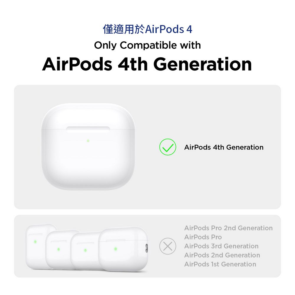 僅適用於AirPods 4Only Compatible withAirPods 4th GenerationAirPods 4th GenerationAirPods Pro 2nd GenerationAirPods ProAirPods 3rd GenerationAirPods 2nd GenerationAirPods 1st Generation