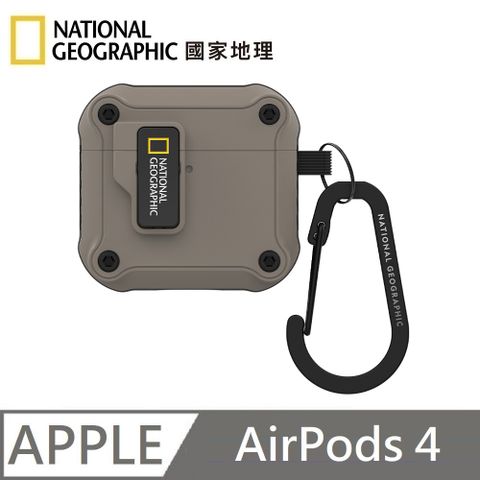 National Geographic 國家地理 Rugged Bumper 自動開蓋 耳機保護殼 適用 AirPods 4 - 灰褐色