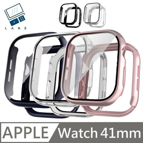 手錶邊框保護殼 內附9H鋼化玻璃貼 殼膜一體式錶框 適用 Apple Watch 41mm