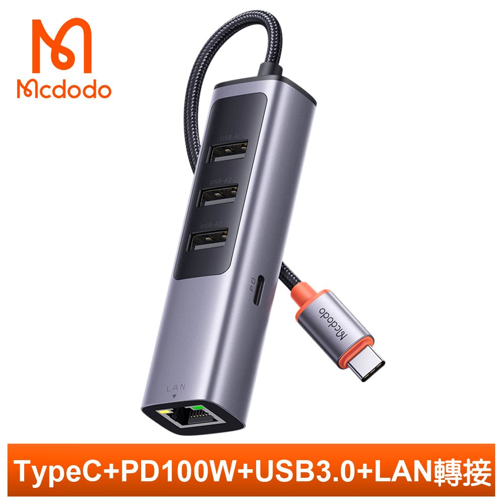 Mcdodo 麥多多 PD 100W+USB*3+LAN網路線孔