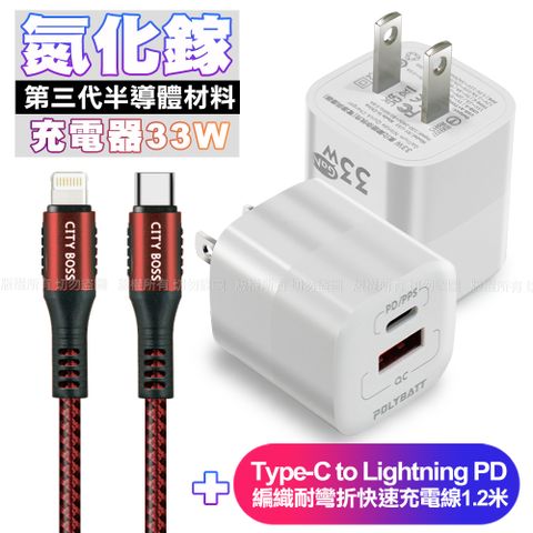 POLYBATT 氮化鎵迷你Gan 33W充電器-白+