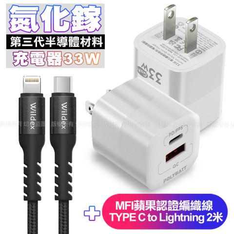 POLYBATT 氮化鎵迷你Gan 33W充電器-白+