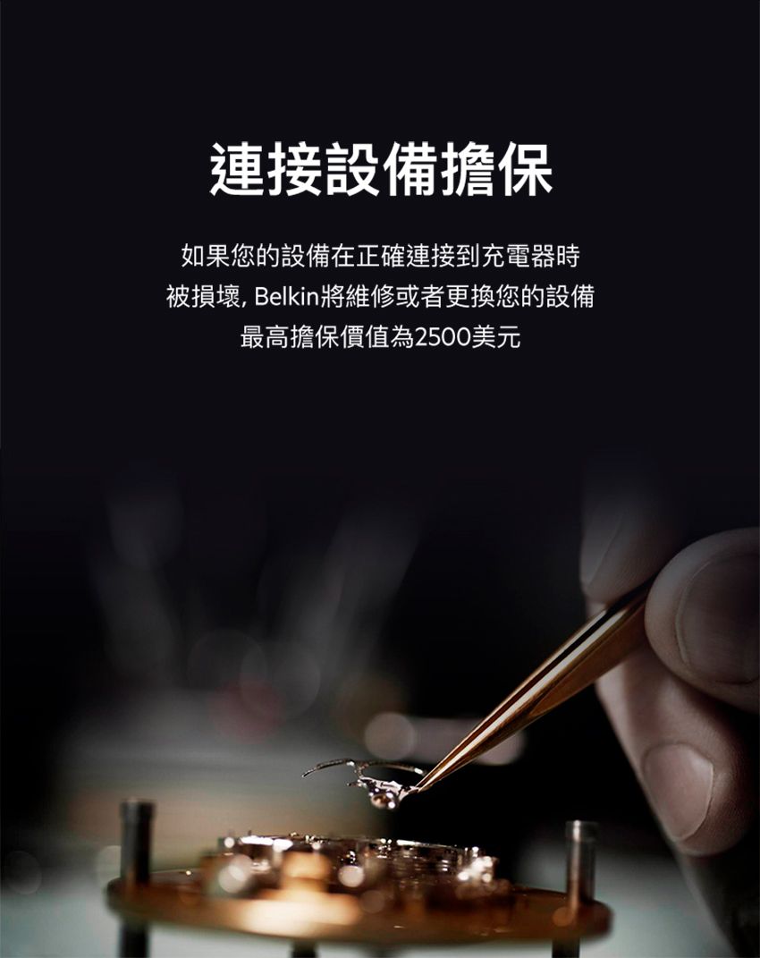 連接設備擔保如果您的設備在正確連接到充電器時被損壞, Belkin將維修或者更換您的設備最高擔保價值為2500美元