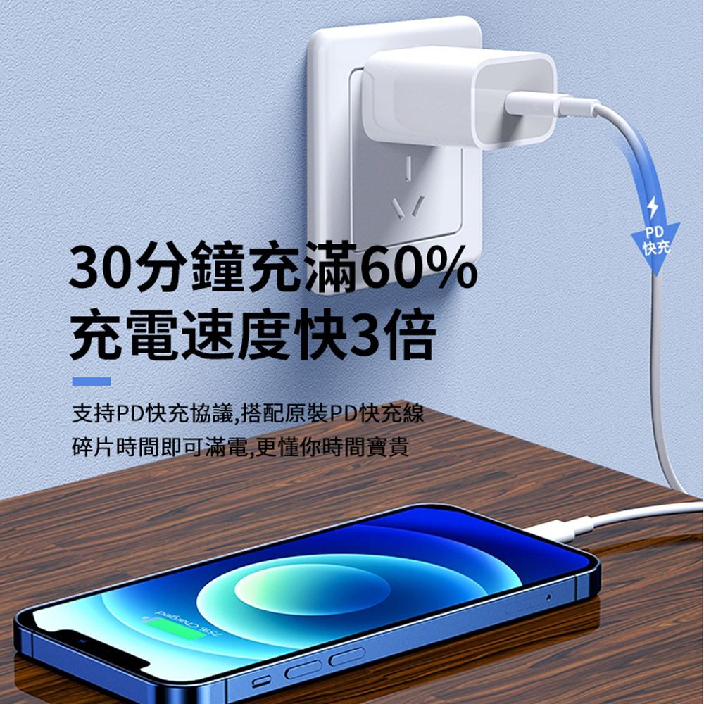 ANTIAN iPhone16/15/14 20W PD快充充電器 手機快充頭 豆腐頭 旅充(USB-C/Type-C充電頭)