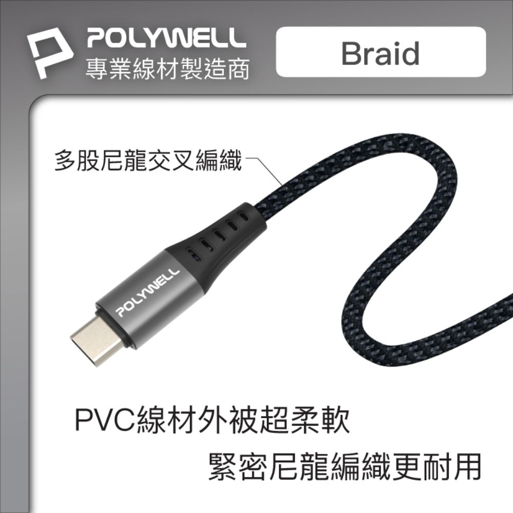 PPOLYWELL專業線材製造商Braid多股尼龍交叉編織POLYWELLPVC線材外被超柔軟緊密尼龍編織更耐用