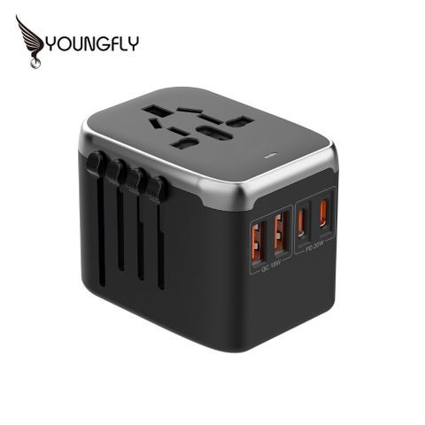 Youngfly 全新萬國旅行充電器極速支援雙PD雙QC