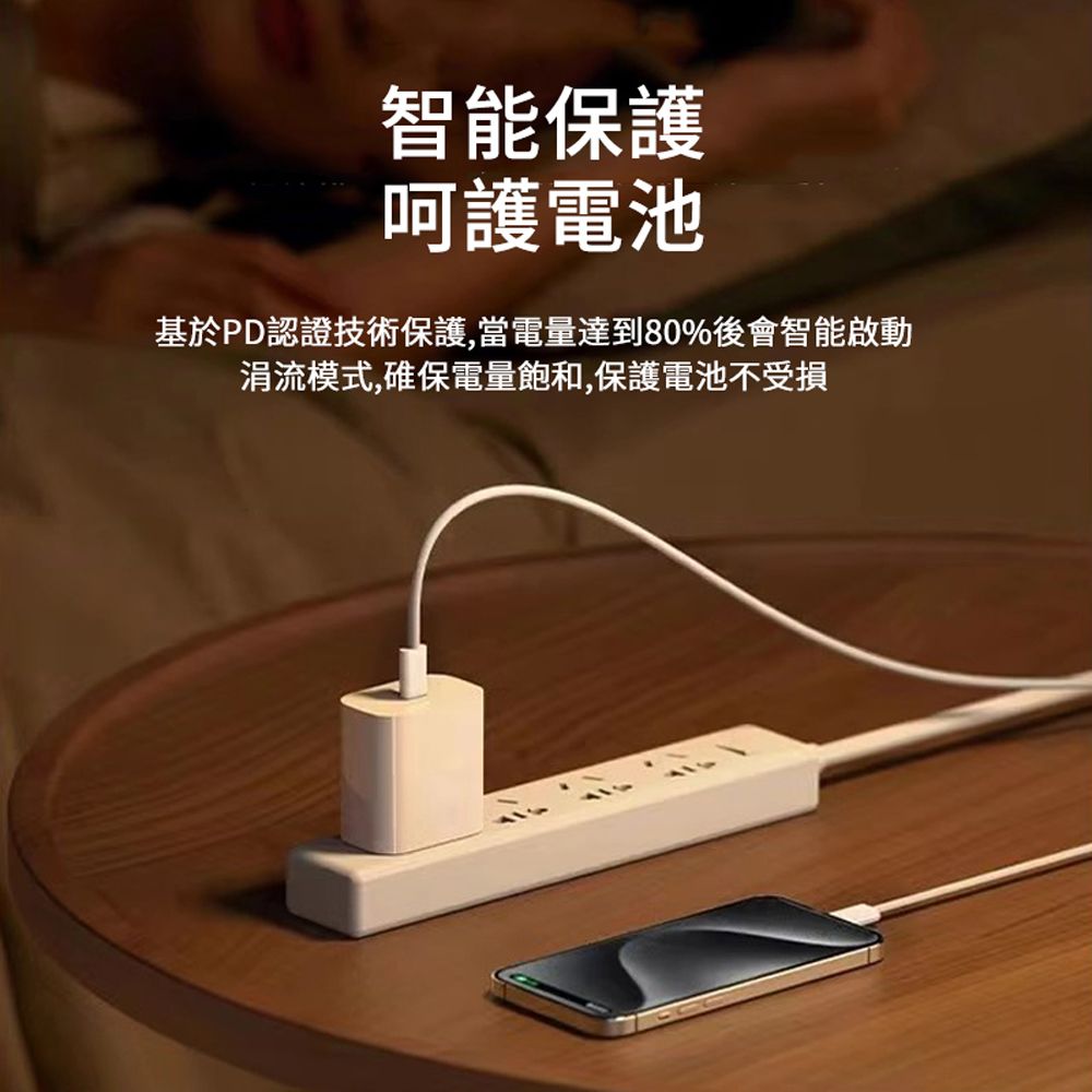 HADER 20W iphone16/15 PD快充充電器套組 Type-C to Type-C尼龍充電線 充電頭 豆腐頭