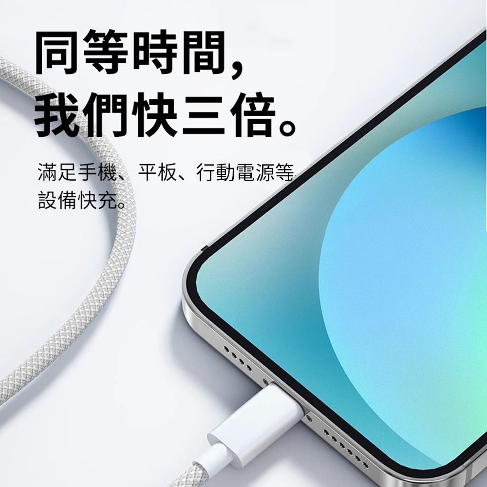 HADER 20W iphone16/15 PD快充充電器套組 Type-C to Type-C尼龍充電線 充電頭 豆腐頭