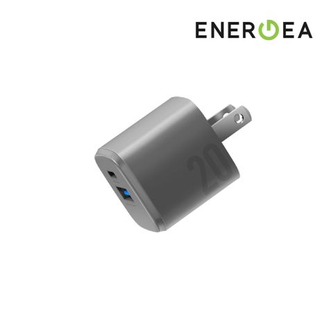 ENERGEA Ampcharge 20W GaN 雙孔快充電源供應器 PD快充 + QC3.0 充電頭  提高3倍充電速度