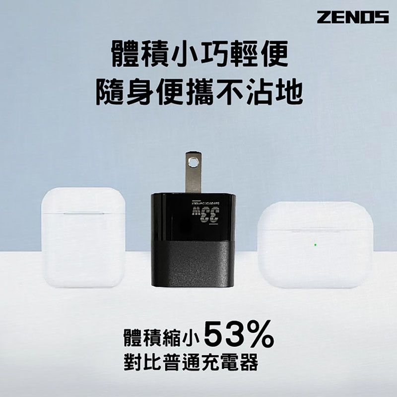  【ZENOS】GaN 33W 氮化鎵PD快充頭 雙孔1A1C 快速充電器(適用 iPhone 三星 安卓)