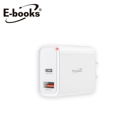 E-books B60 高效能 20W PD+QC3.0 雙孔快速充電器