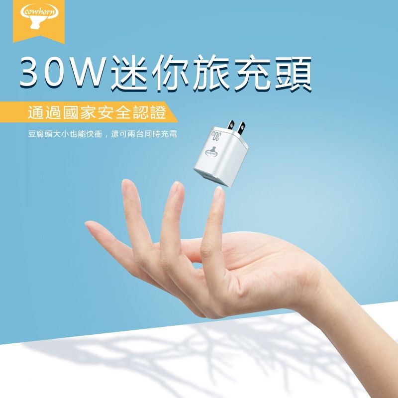 Cowhorn  30W雙孔USB快速充電頭