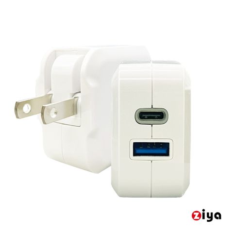 ZIYA 智雅科技 USB 充電器/變壓器 20W 5V3A輸出支援QC/PD 雙孔 智能動力款