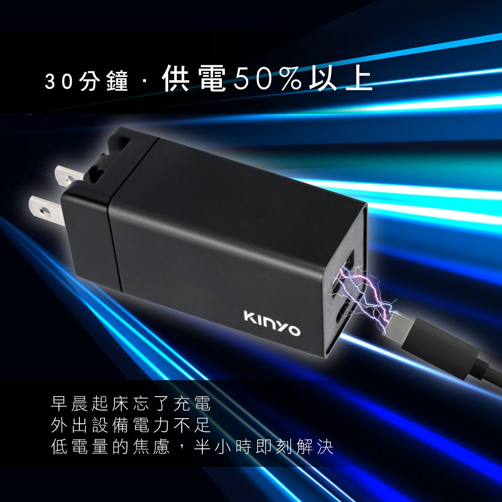 KINYO 65WGaN氮化鎵快充充電器 PDCB-065