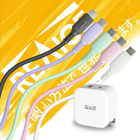 REAICE PD20W充電頭+Type-C to Type-C 親膚充電線 充電套組(快充套組)