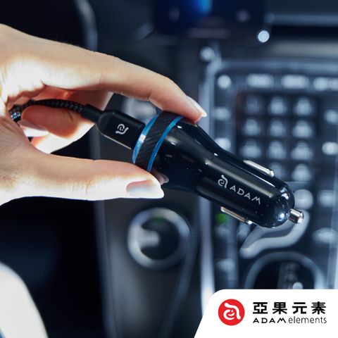 Adam 亞果元素 OMNIA C1+ USB-C PD & QC 45W 雙孔極速車用充電器 黑